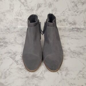Toms Loren Ankle Boots Iron Grey Womens 6.5 M Low Cut Side Zip Dress Casual Shoe